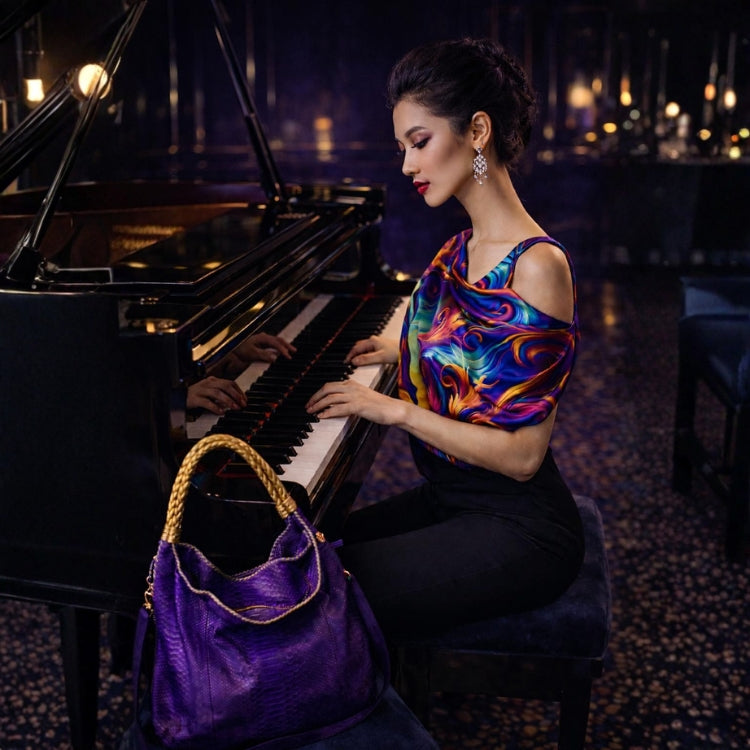 "Comfortable Chic" A Purple Opulent Python Shoulder Bag