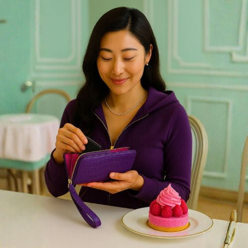 “The Radiant Grace” Purple Croco Wallet - Some Offered The Future, A Wallet Full Of Love