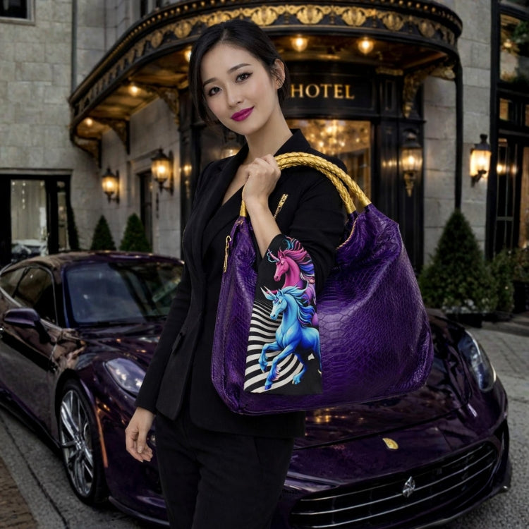"Comfortable Chic" A Purple Opulent Python Shoulder Bag