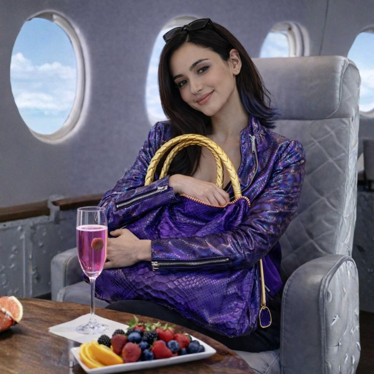 "Comfortable Chic" A Purple Opulent Python Shoulder Bag