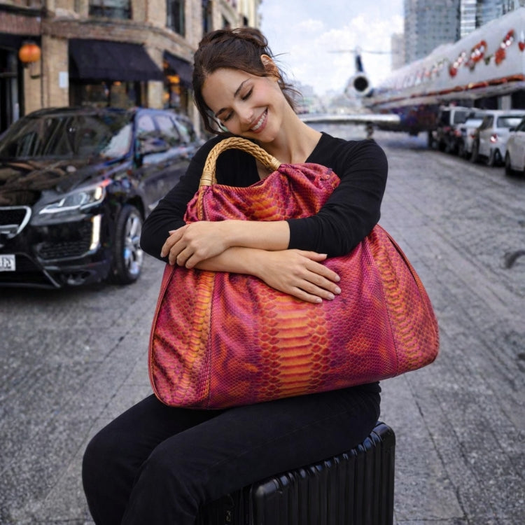 "Comfortable Chic" A Fuchsia Pink Opulent Python Shoulder Bag