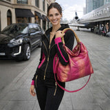 "Comfortable Chic" A Fuchsia Pink Opulent Python Shoulder Bag