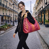 "Comfortable Chic" A Fuchsia Pink Opulent Python Shoulder Bag