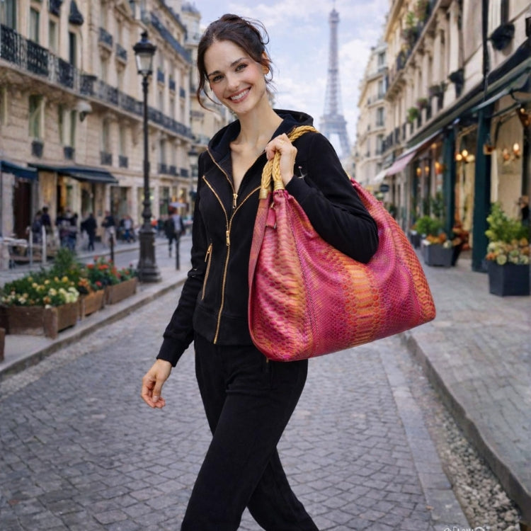 "Comfortable Chic" A Fuchsia Pink Opulent Python Shoulder Bag