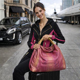 "Comfortable Chic" A Fuchsia Pink Opulent Python Shoulder Bag