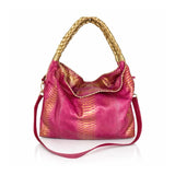 "Comfortable Chic" A Fuchsia Pink Opulent Python Shoulder Bag