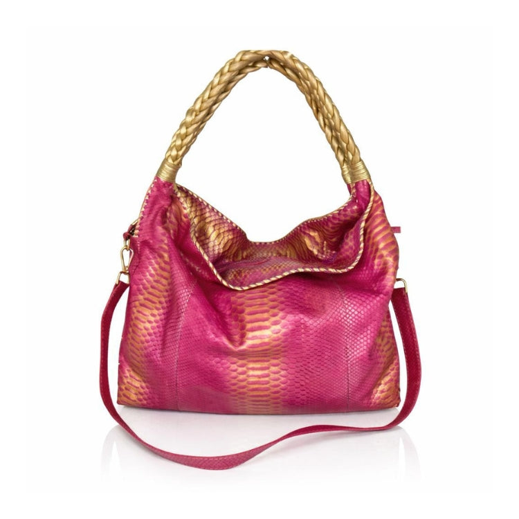 "Comfortable Chic" A Fuchsia Pink Opulent Python Shoulder Bag