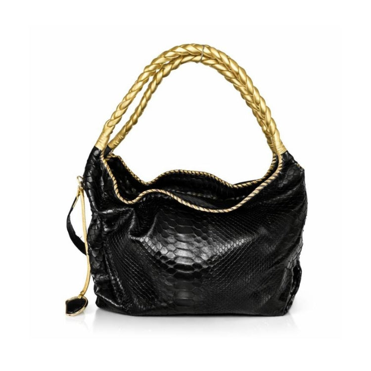 "Comfortable Chic" A Black Opulent Python Shoulder Bag