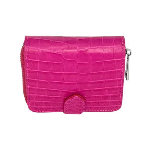 "The Aurora" Pink Square Croco Zip Around  Wallet - Some Offered The Future, A Wallet Full Of Love