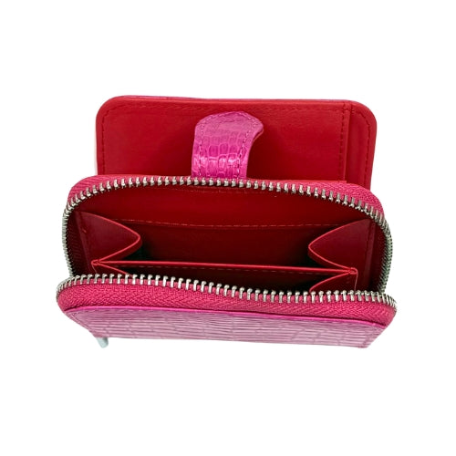 "The Aurora" Pink Square Croco Zip Around  Wallet - Some Offered The Future, A Wallet Full Of Love