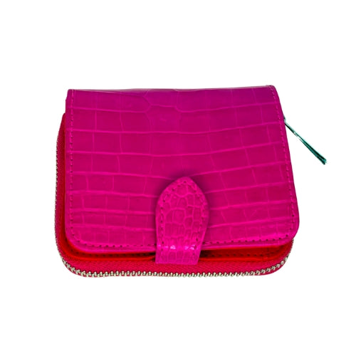 "The Aurora" Pink Square Croco Zip Around  Wallet - Some Offered The Future, A Wallet Full Of Love
