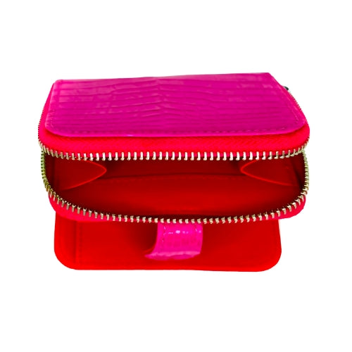 "The Aurora" Pink Square Croco Zip Around  Wallet - Some Offered The Future, A Wallet Full Of Love