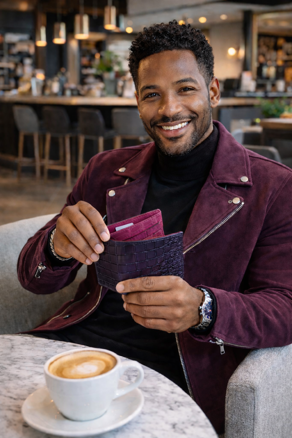 Men’s Luxury Crocodile Leather Wallet – Handcrafted Premium Wallet - Purple