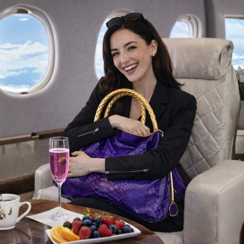 "Comfortable Chic" A Purple Opulent Python Shoulder Bag