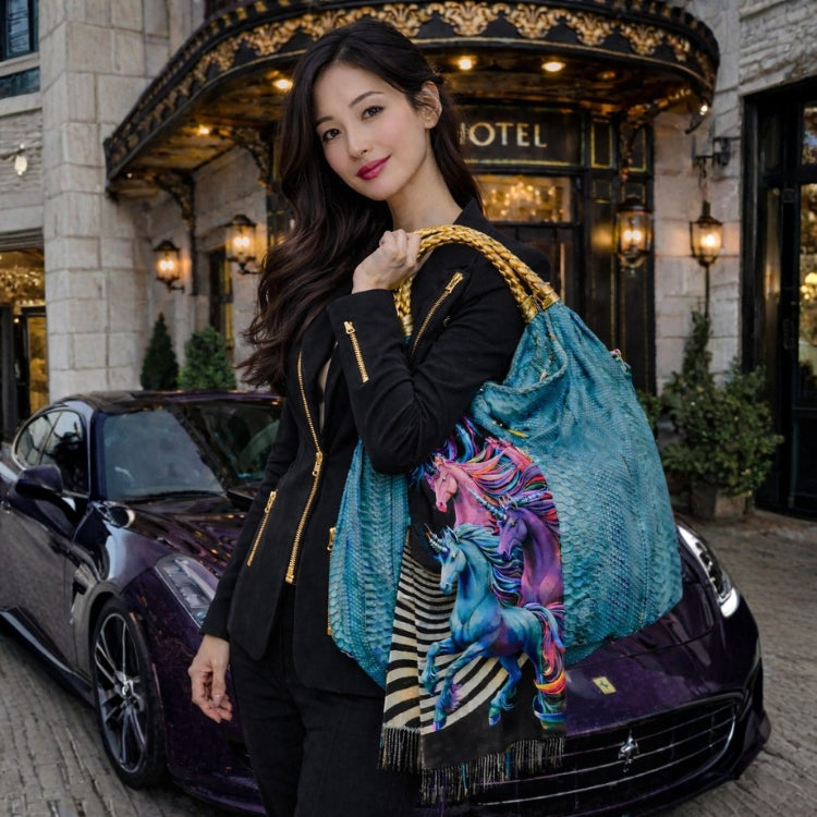 "Comfortable Chic" A Turquoise Opulent Python Shoulder Bag