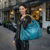 "Comfortable Chic" A Turquoise Opulent Python Shoulder Bag