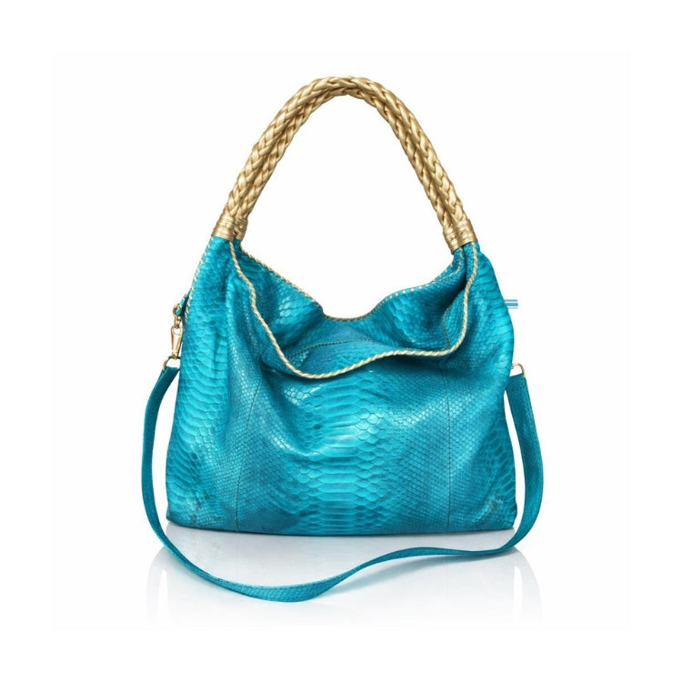 "Comfortable Chic" A Turquoise Opulent Python Shoulder Bag