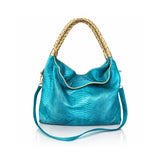 "Comfortable Chic" A Turquoise Opulent Python Shoulder Bag