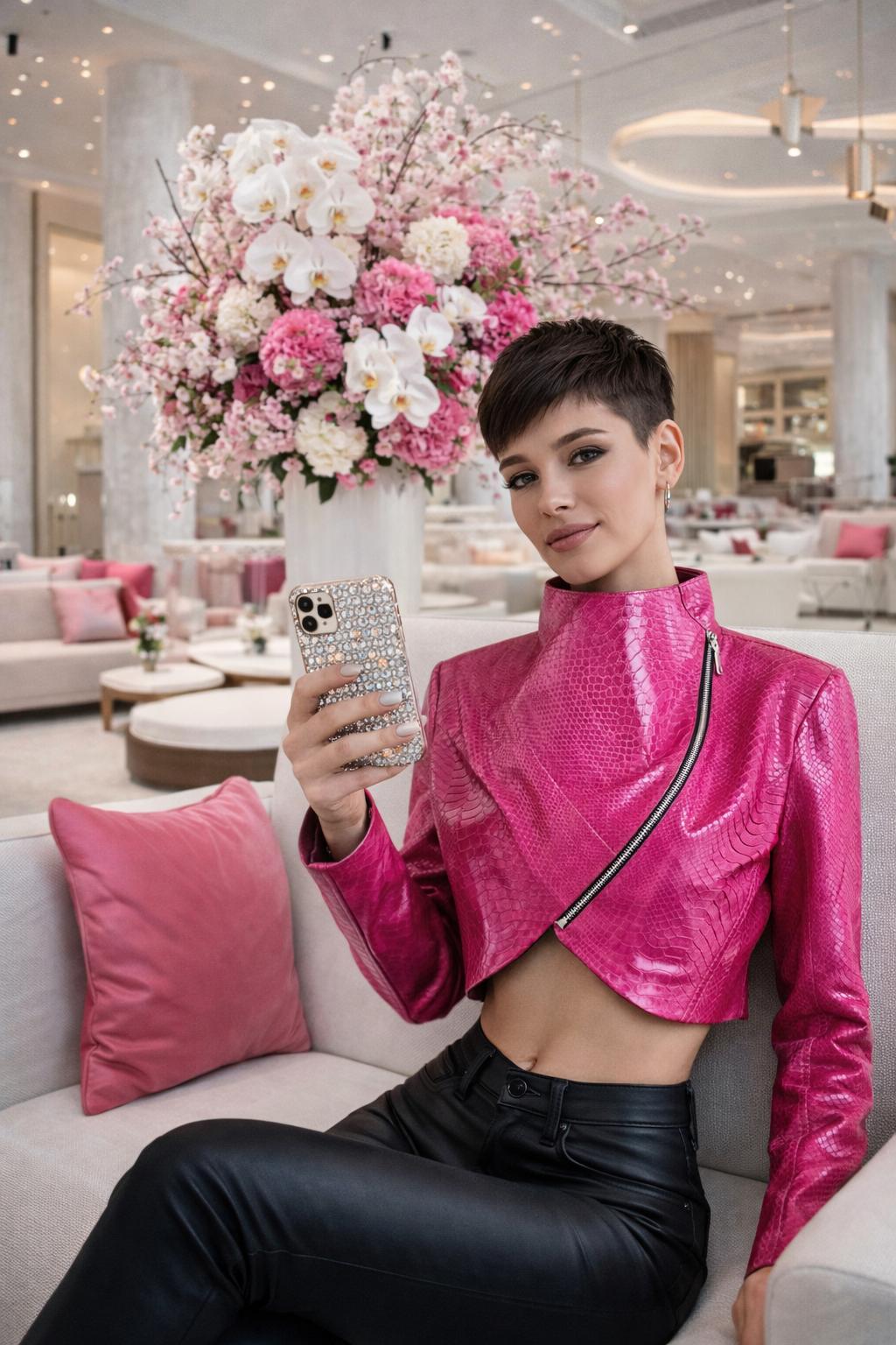Pink Python Bolero Jacket