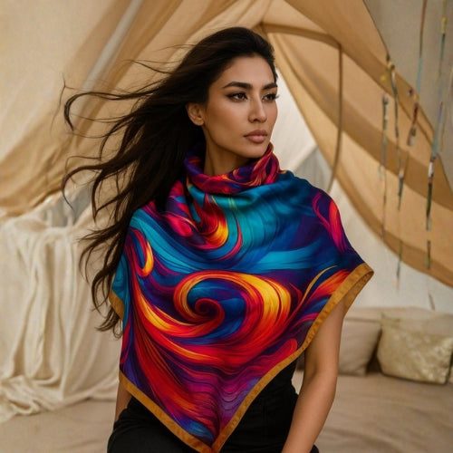 “Fire Dancer” Italian Silk Scarf